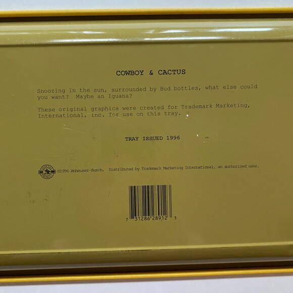 Budweiser Beer Tray Cowboy & Cactus 1996 Vintage Advertisement Barware - Picture 5 of 5